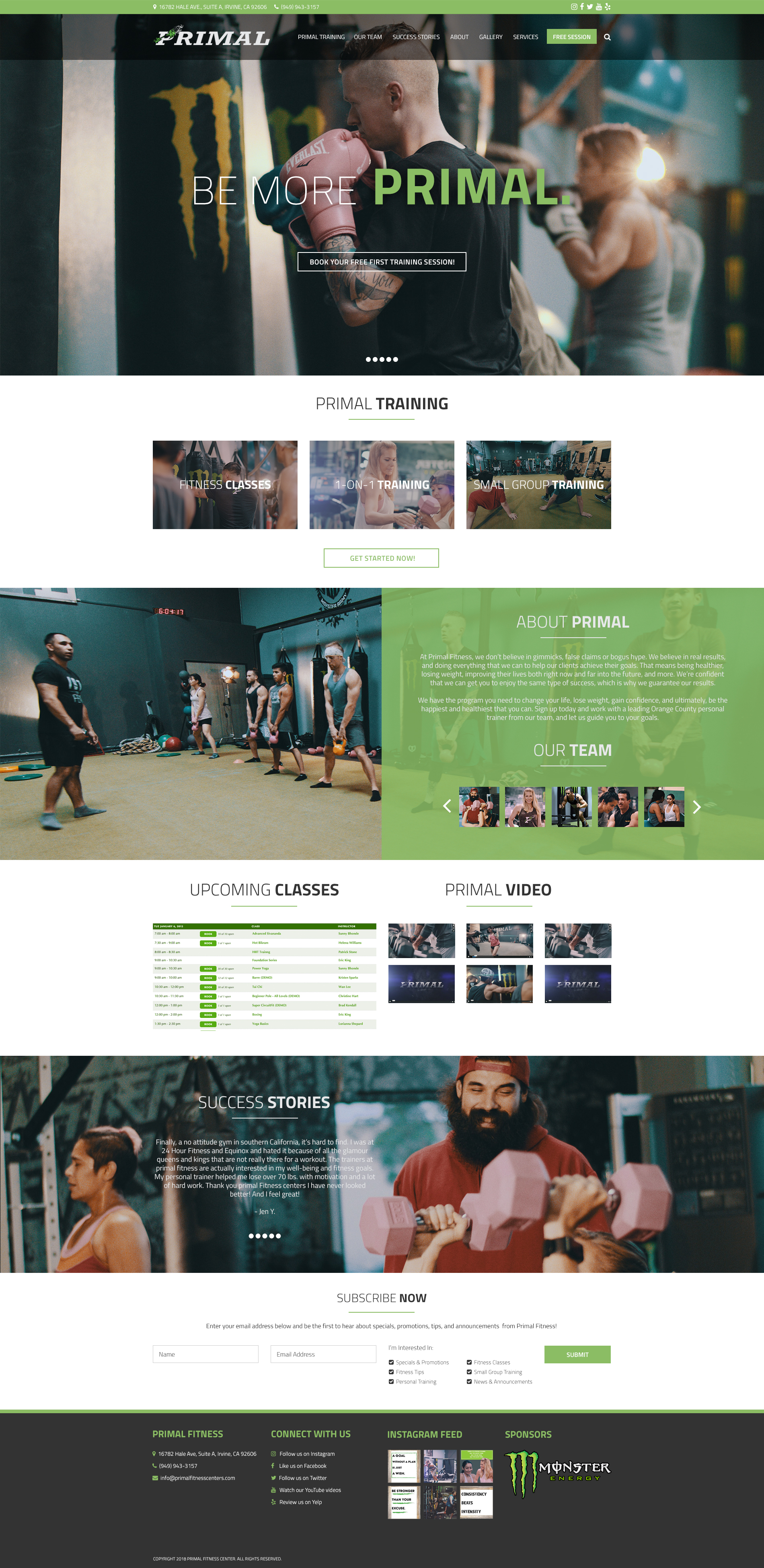 Primal Fitness Center & Personal Training Website Design