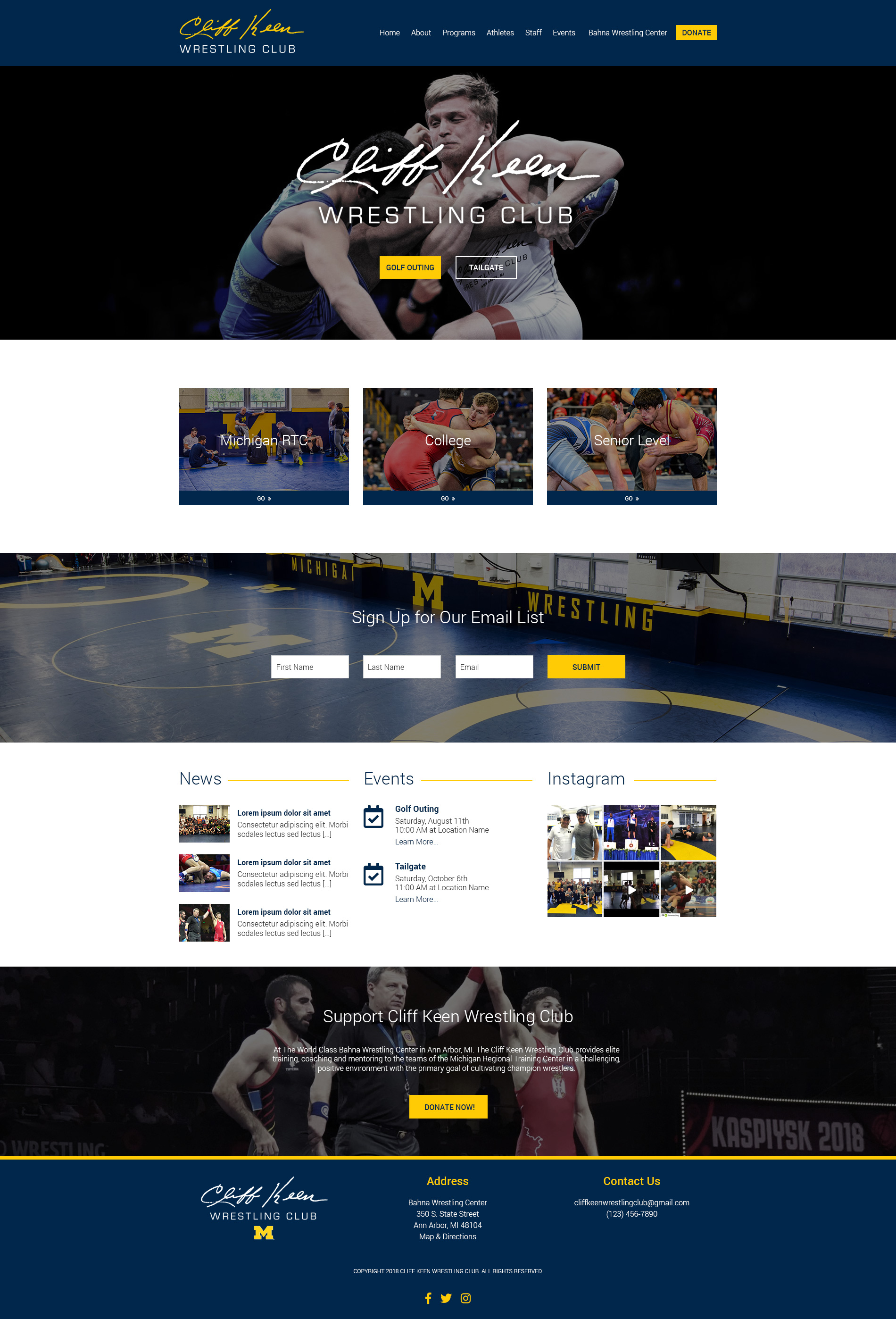 Cliff Keen Wrestling Club Website Design
