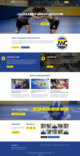 Web design for the Jackrabbit Wrestling Club in Brookings, SD