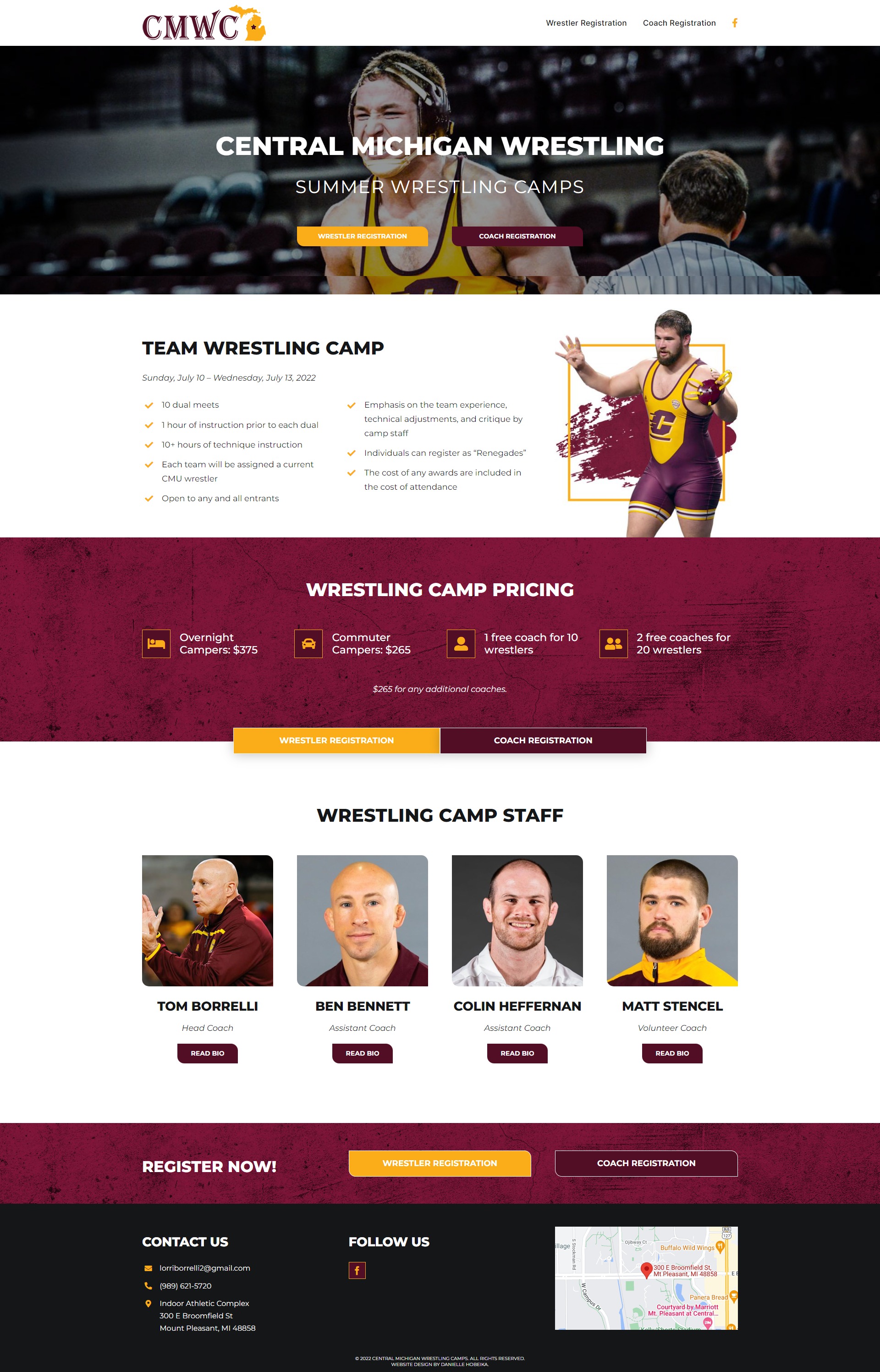 Web Design for Central Michigan Wrestling Camps