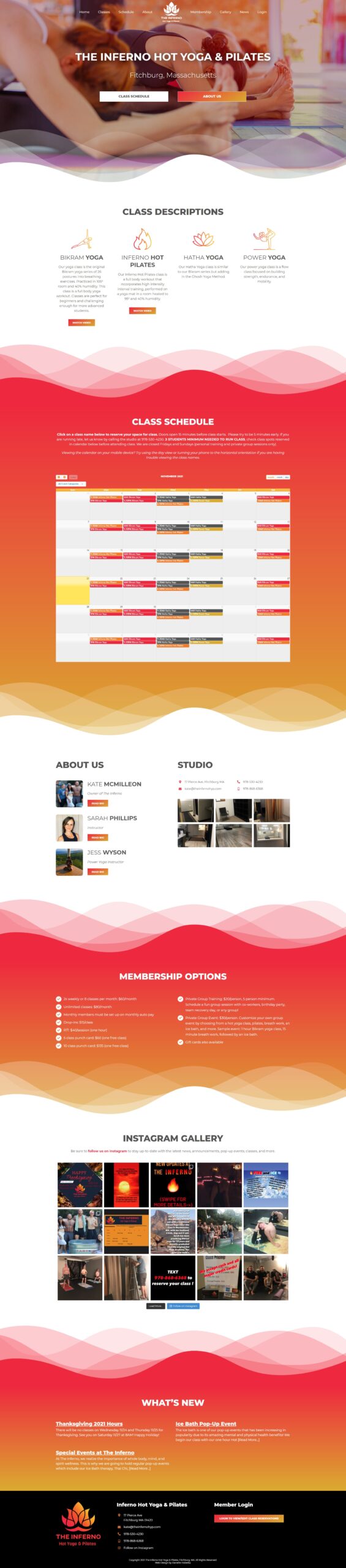 Website Design for The Inferno Hot Yoga & Pilates in Fitchburg, MA