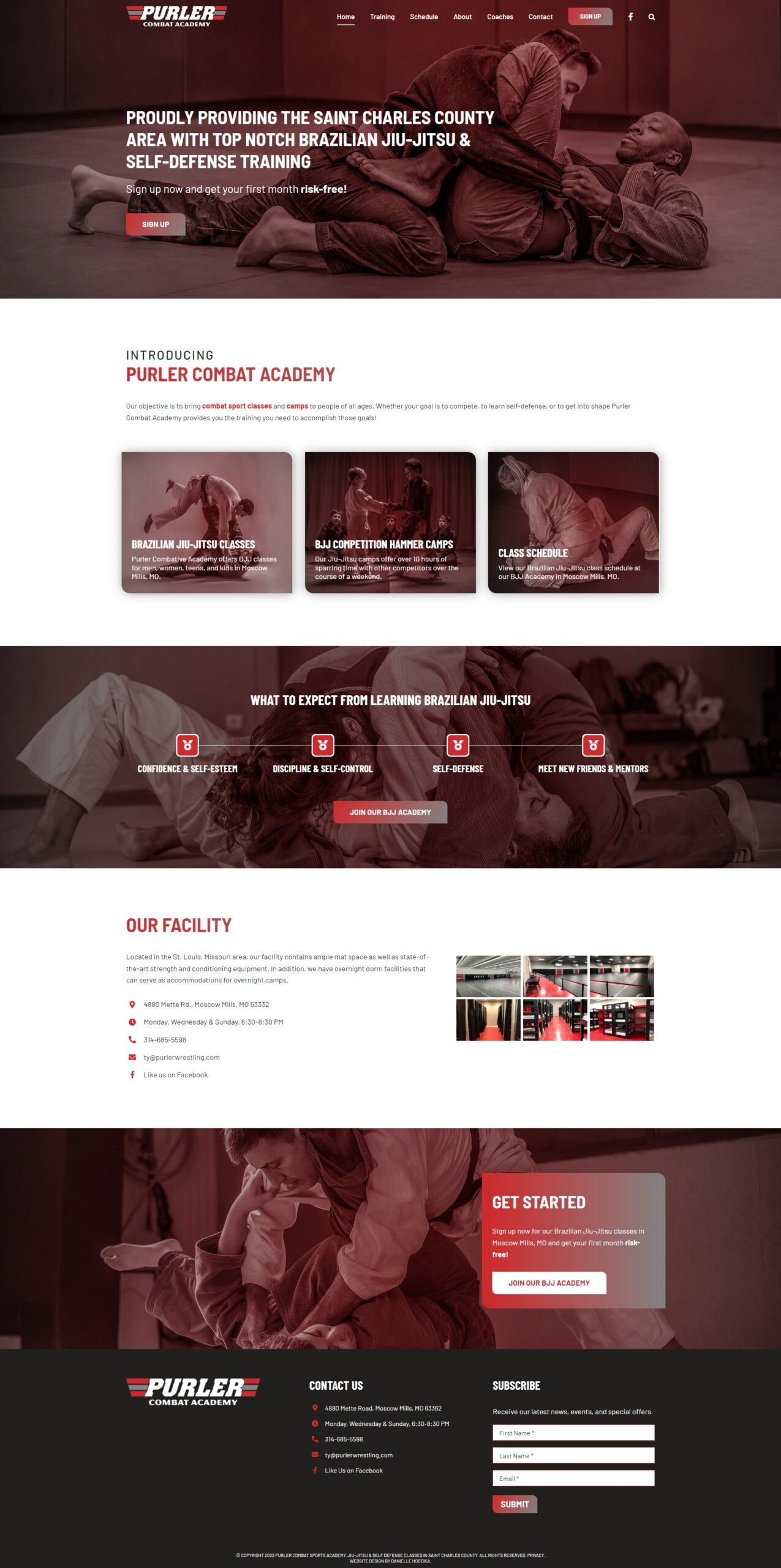 Web Design for Purler Combat Academy Jiu-Jitsu