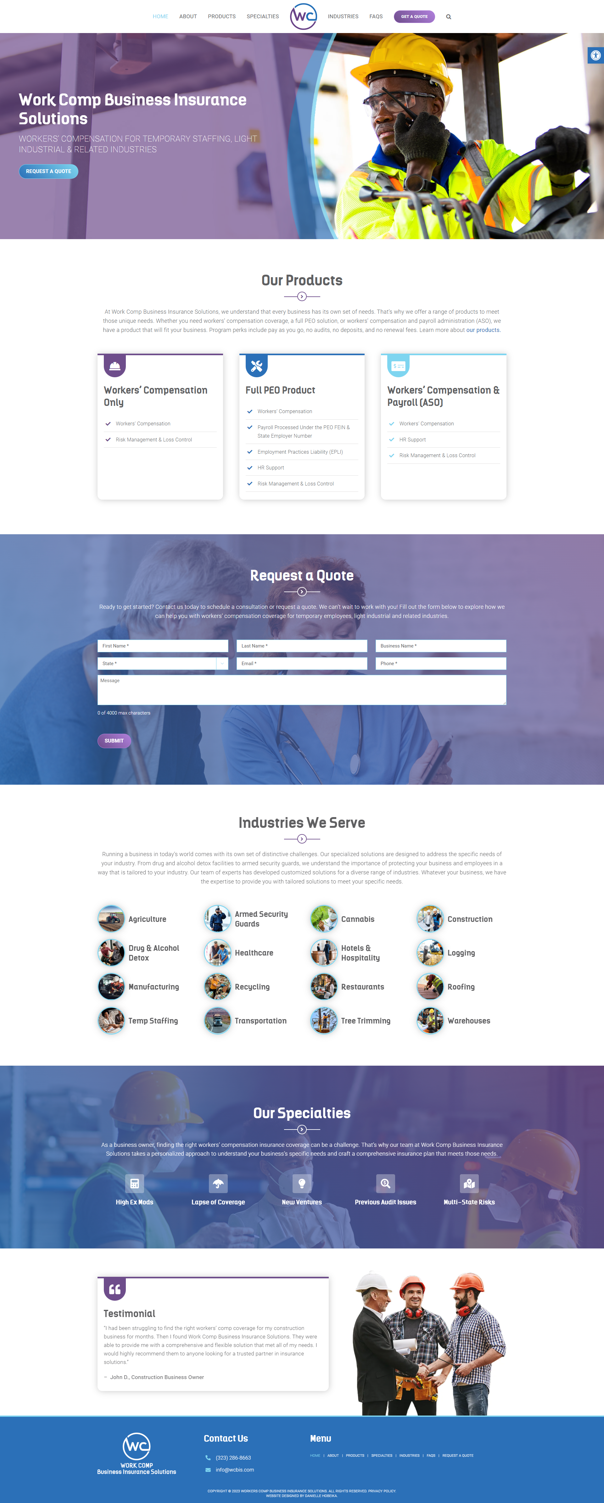 Web Design for Work Comp Business Insurance Solutions