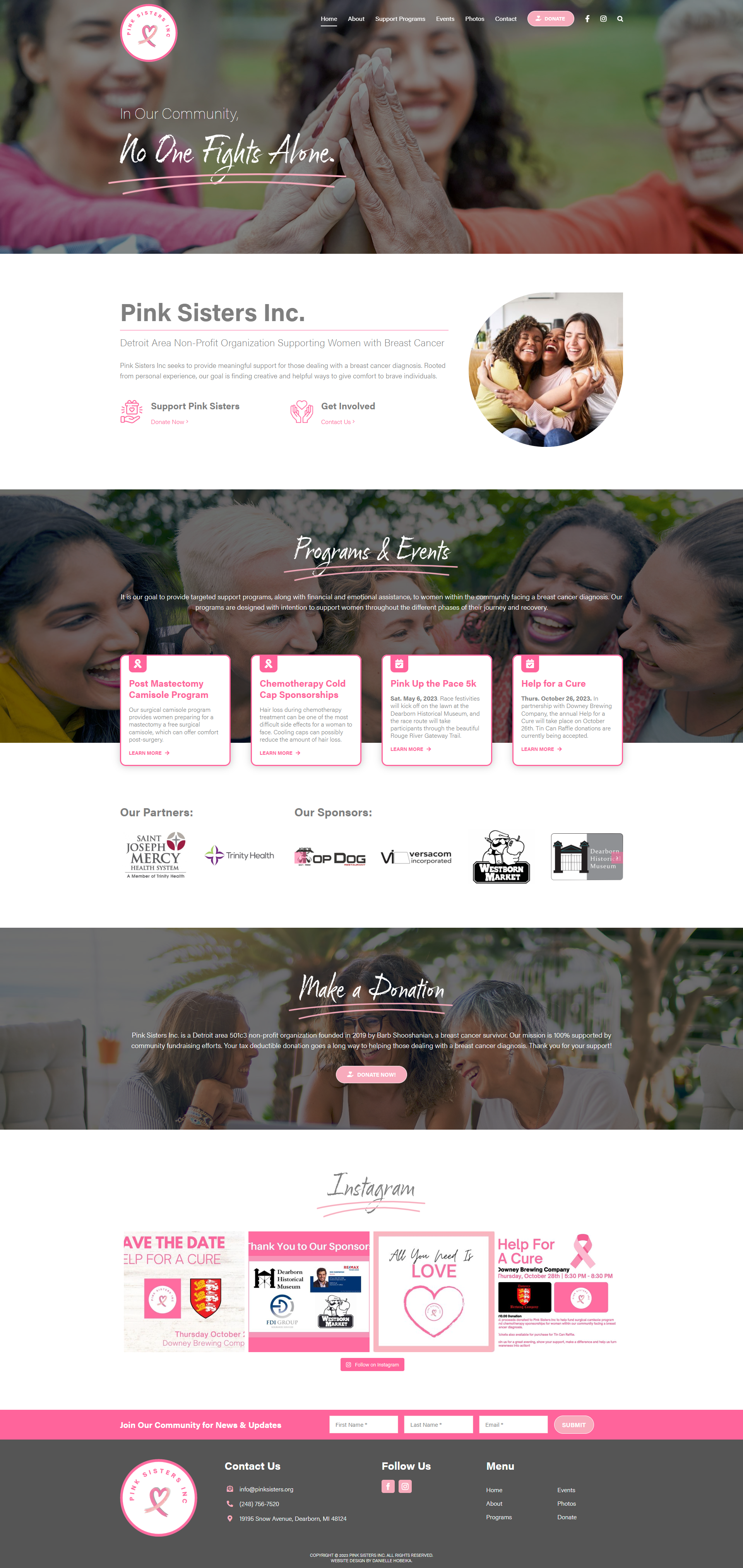 Web design for Pink Sisters Inc.